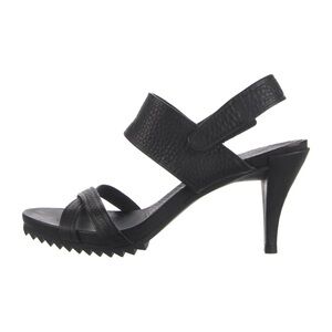 Pedro Garcia Leather Sling Back Sandal Heels 36.5 Black